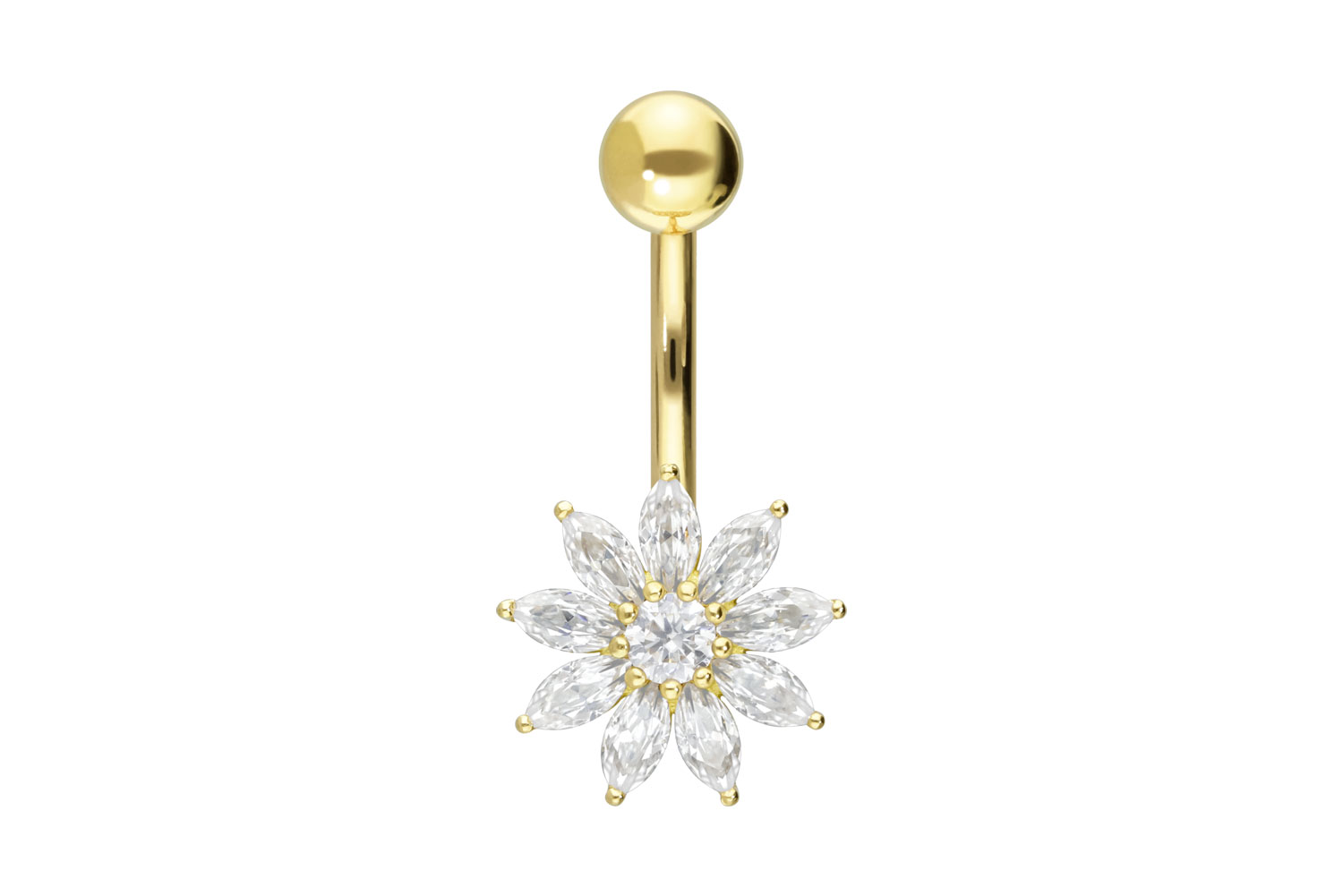 14/18 Karat Gold Bananabell Piercing MOISSANIT-BLUME